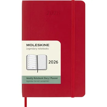 Diář Moleskine, Týdenní kalendář Moleskine 2026 12M P v měkké vazbě, červený - Formadore