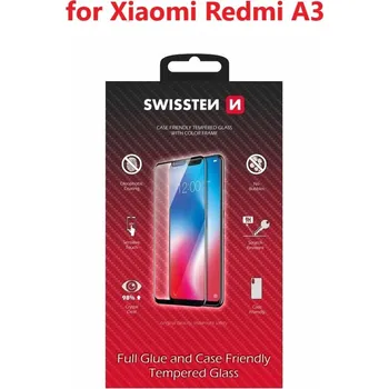 SKLO SWISSTEN FULL GLUE, COLOR FRAME, CASE FRIENDLY PRO XIAOMI REDMI A3 ČERNÉ