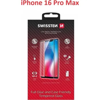 SKLO SWISSTEN FULL GLUE, COLOR FRAME, CASE FRIENDLY PRO APPLE IPHONE 16 PRO MAX ČERNÉ