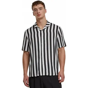 Pánská košile Letní plážová pánská košile z lehké viskózy Urban Classics Barva: černá - bílá, Velikost: 5XL