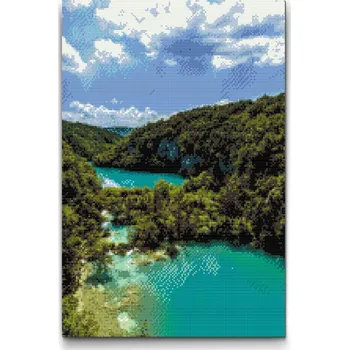 Diamantové malování Diamantové malování - Jezero Plitvice - Chorvatsko Velikost: 40x60cm, Rámování: Pouze srolované plátno, Diamanty: Čtvercové