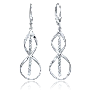 Náušnice MINET Moderní stříbrné náušnice s bílými zirkony JMAN0673SE00