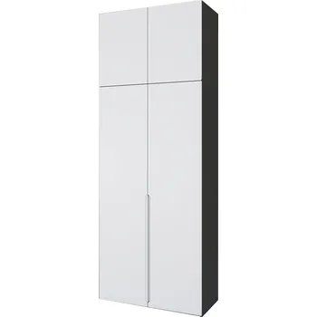 Šatní skříň Skříň Neapol 2D 100 s nástavcem, antracit / bílá