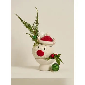 Dóza na potraviny Sinsay - Vánoční dóza na potraviny s víčkem a motivem soba - bílá - 502GQ-00X - 502GQ-00X-ONE