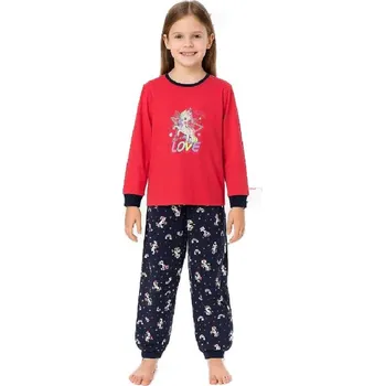 Dívčí pyžamo DÍVČÍ PYŽAMO S JEDNOROŽCEM NOVINKA Barva: Tmavě modrá/ tmavě růžová, Velikost: 122