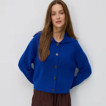 Dámský svetr Reserved - Kardigan s límečkem - indigová - 736II-57X - 736II-57X-S