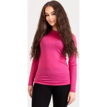 Unuo, Dámské merino triko s dlouhým rukávem Nature, Fuchsiová - L