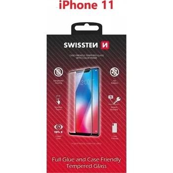 SKLO SWISSTEN FULL GLUE, COLOR FRAME, CASE FRIENDLY PRO APPLE IPHONE 11 ČERNÉ