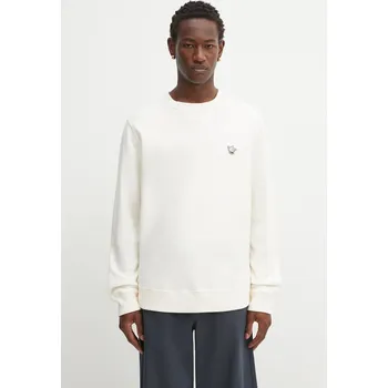 Pánská mikina Bavlněná mikina Café Kitsuné Barista Fox Patch Regular, S, béžová, 02X