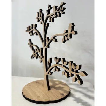 Obraz Li-Go "Strom" dekorace/stojan na šperky 30/40/50 cm provedení povrchu: dub světlý, velikost: 30x30 cm, varianta: listy s otvory