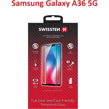 SKLO SWISSTEN FULL GLUE, COLOR FRAME, CASE FRIENDLY PRO SAMSUNG GALAXY A36 5G ČERNÉ