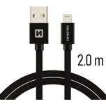 DATOVÝ KABEL SWISSTEN TEXTILE USB / LIGHTNING 2,0 M ČERNÝ