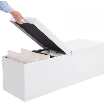 Úložný box Čalouněná lavice s úložným prostorem 115 x 38 x 38 cm | bílá
