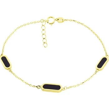 Náramek GEMMAX Řetízkový zlatý náramek s onyxy délka 17 + 2 cm – zlatý šperk ryzosti 585/1000 v Dárkovém balení s Certifikátem GLBYX-19-03723