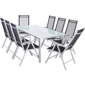 Zahradní sestava Zahradní hliníková sedací souprava Bern 9dílná | stříbrná