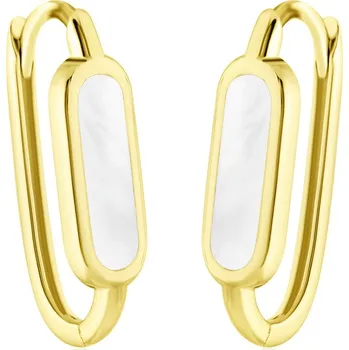 Náušnice GEMMAX Oválné zlaté náušnice s perletí – zlatý šperk ryzosti 585/1000 v Dárkovém balení s Certifikátem GLEYL-03753