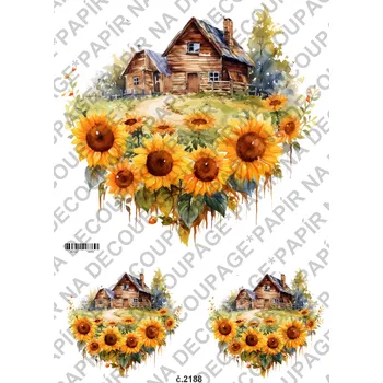 Umělecký papír Rýžový a soft papír na decoupage - Slunečnice, podzim - KB2188 Materiál: Soft, Rozměr: A4