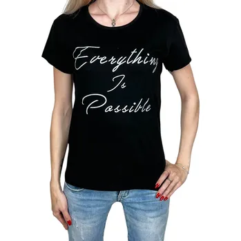 Dámské tričko AKKAYA Dámské tričko s krátkým rukávem EVERYTHING Barva: Černá, Velikost: M