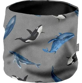 Nákrčník Unuo, Dětský nákrčník z fleecu Basic, Šedá, Velryby - Dětská