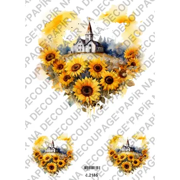 Umělecký papír Rýžový a soft papír na decoupage - Slunečnice, podzim - KB2185 Materiál: Soft, Rozměr: A4