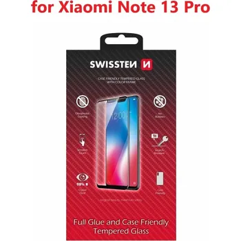 SKLO SWISSTEN FULL GLUE, COLOR FRAME, CASE FRIENDLY PRO XIAOMI NOTE 13 PRO ČERNÉ