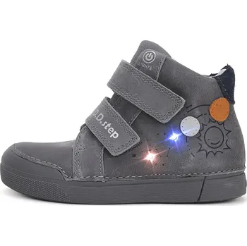 Chlapecké polobotky Kožené svítící D.D.step A068-42418B Dark Grey 30