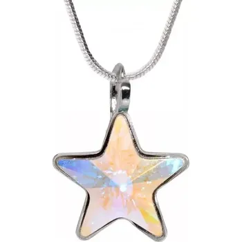 Náhrdelník Swarovski Elements Star vlepený krystal 10mm - Stříbrný náhrdelník (přívěsek + řetízek) bílá duhová hvězdička 54034.2 Crystal AB (bílá, křišťálová, duhová, měňavá)