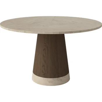 Jídelní stůl Bolia Béžový kamenný jídelní stůl Piro 125 cm s tmavou dubovou podnoží