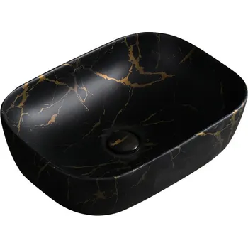 Umyvadlo BPS-koupelny Keramické umyvadlo na desku HYD-MO-MTB-MAR3-455 45,5x32,5 cm, černý mramor