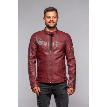 Pánská casual bunda Červená pánská kožená bunda GMRaysam DB Velikost L