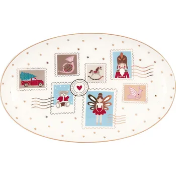 Talíř GREEN GATE Servírovací talíř Xmas Letter white 24 cm