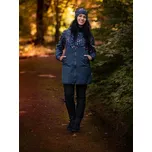 Unuo, Dámský softshellový kabát s fleecem, Žíhaná Tm. Modrá, Lístečky - 3XL