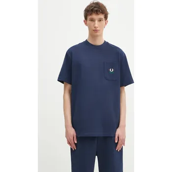 Pánské tričko Bavlněné tričko Fred Perry tmavomodrá barva, s aplikací, M9827.X86, XL, 59X