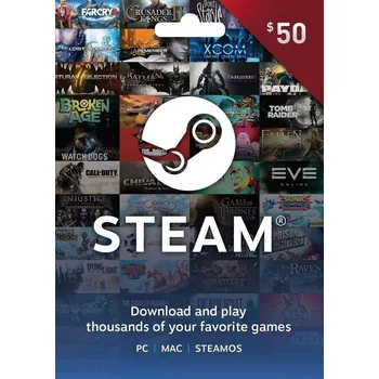 Počítačová hra Steam Wallet : Dárkový Kupón - 50$ PC Digitální