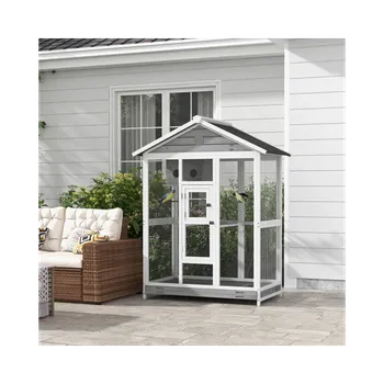 Velká luxusní voliéra pro ptáky a papoušky - Helsinky, 112x68x154cm. Šedo-bílé provedení.