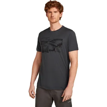 Pánské tričko Pánské merino tričko s krátkým rukávem ICEBREAKER Mens 150 Tech Lite SS Tee Journey, Obsidian velikost: XXL