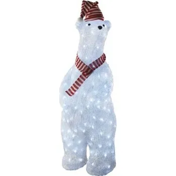 Vánoční světelná dekorace LED vánoční medvěd, 80 cm, venkovní i vnitřní, studená bílá, časovač