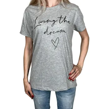 Dámské oblečení AKKAYA Dámské tričko s krátkým rukávem GIZELA Barva: Šedá, Velikost: M