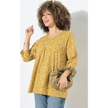 Dámské tričko Ulla Popken, Plus size Tričko, zvířecí potisk, A střih, výstřih do V, 3/4 rukávy pro plnoštíhlé nadměrná velikost, 844393331-1133, hnědý, 62/64, Nadměrné velikosti, Plus size oblečení, Oblečení pro boubelky, Oblečení pro baculky, Oblečení pro plnoštíhlé, 