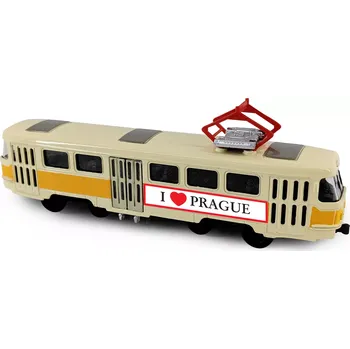 autíčko Kovová retro tramvaj PRAGUE T3 16 cm se zpětným chodem