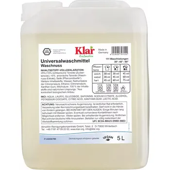 Prací gel Klar Prací gel z mýdlových ořechů sensitive 5 l