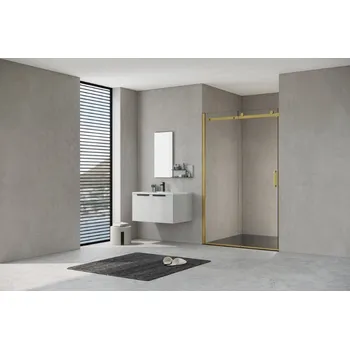 Sprchové dveře BELVER GOLD NEW, 140, Univerzální Levé / Pravé, Čiré bezpečnostní sklo - 8 mm, Zlatá BCBELV14BGCN + slevový kód, + prodloužená záruka
