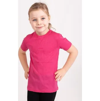 Unuo, Dětské merino triko s krátkým rukávem Nature, Fuchsiová - 122/128