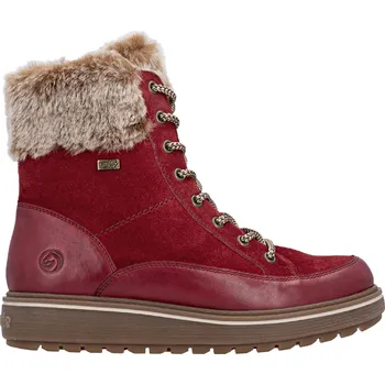 Dámská zimní obuv Remonte Dámské kožené kotníkové Farmářky s kožešinou REMONTE-TEX D0U78-35 červené #Velikost: 41