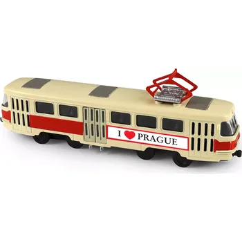 autíčko Kovová retro tramvaj T3 Praha 16 cm s otevíracími dveřmi