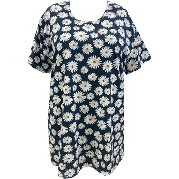 Dámské tričko Tunika bavlněná / maxitriko (kopretiny) - v nadměrné velikosti 3473