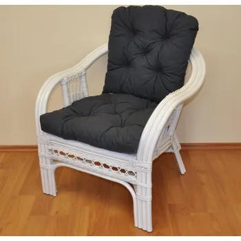 Axin Trading s.r.o. Ratanové křeslo Rio De Janeiro bílé - polstr tmavě šedý melír