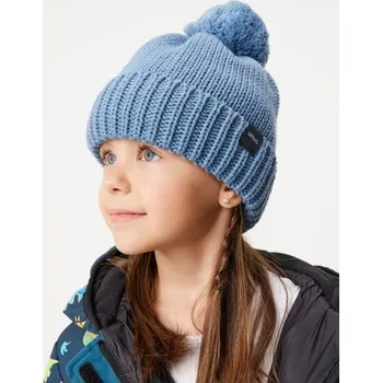 Čepice Unuo Dětská čepice pletená Bobble, Modrá - M (49-52 cm)