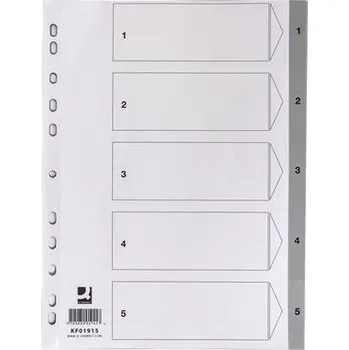 Q-connect Plast.rozlišovače Q-Connect-A4, bílošedé, sada 1-5