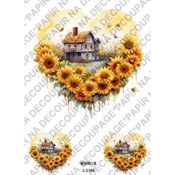 Umělecký papír Rýžový a soft papír na decoupage - Slunečnice, podzim - KB2186 Materiál: Soft, Rozměr: A4